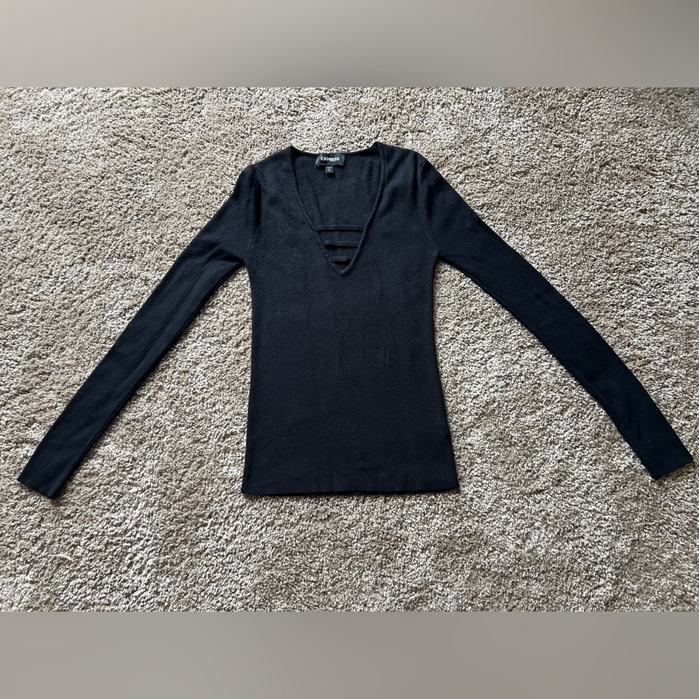Express V-neck Sweater with Cutouts